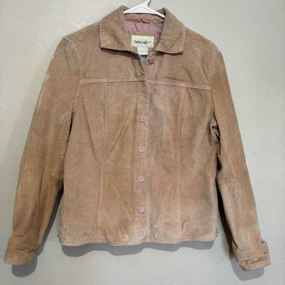 Vintage Tan Suede Leather Jacket Size Medium Faded Distressed Cherokee - Picture 7 of 9